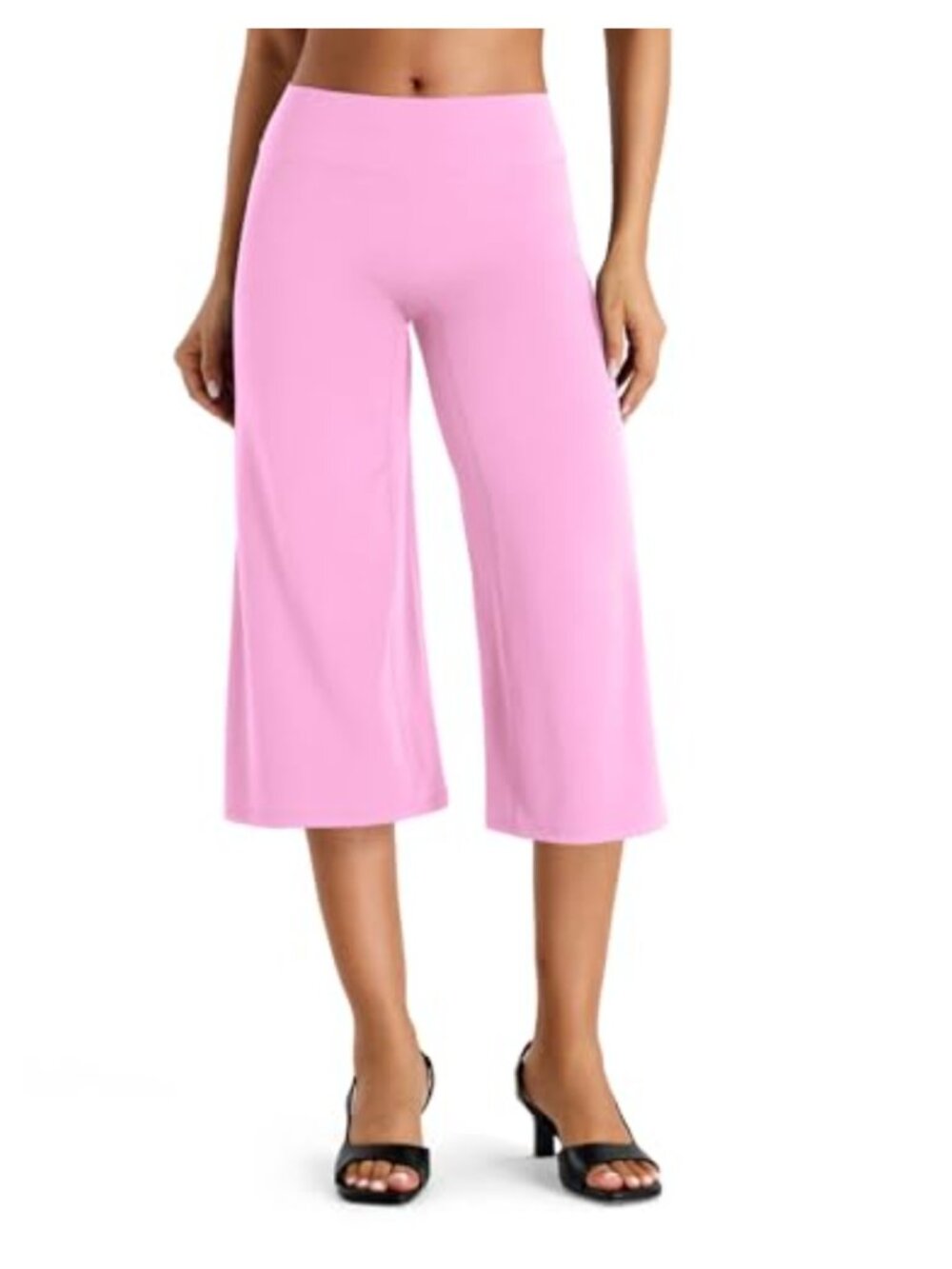 Low Rise Capris Straight Leg No Front Seam V-Back Yoga Lounge 21" Inseam Nylon